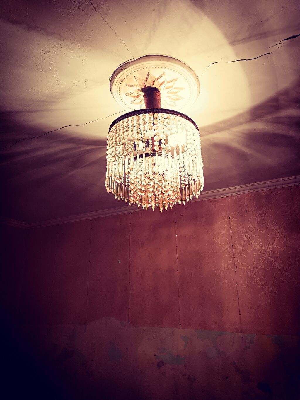 QƏDİMİ Əntiq Sovetdən Qalma ÇEXSLOVAKİYANIN təmiz Xrustal 4 lampali