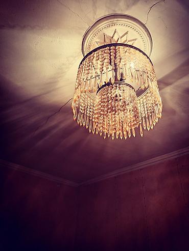 QƏDİMİ Əntiq Sovetdən Qalma ÇEXSLOVAKİYANIN təmiz Xrustal 4 lampali - şəkil 5