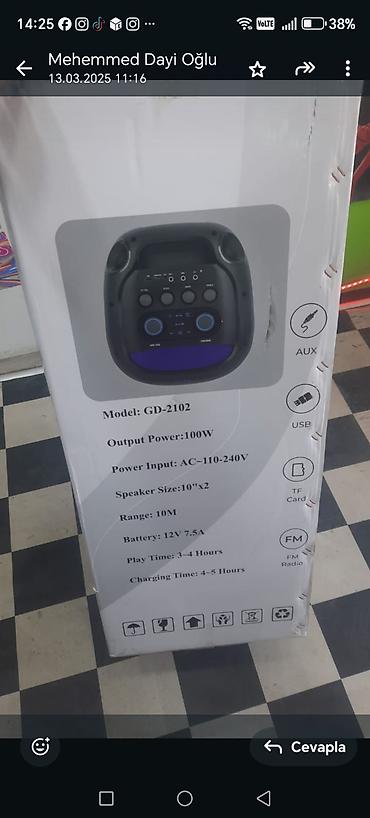 Gənwoo GD-2102 portativ akustik sistem - Güc: 100W - Giriş - şəkil 2