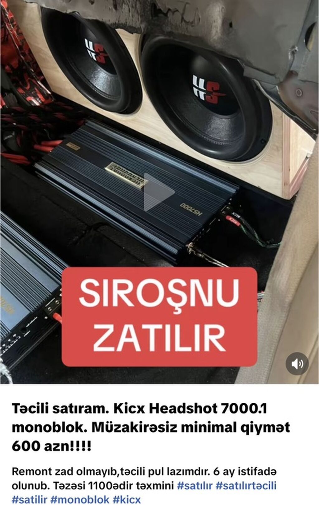 Kicx Headshot 7000.1 monoblok avtomobil gücləndiricisi - Model: Kicx