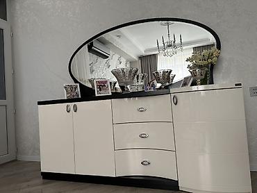 Zal üçün dəst mebel - Rəng: qara-ağ, parlaq fasadlar, xrom tutacaqlar - şəkil 2