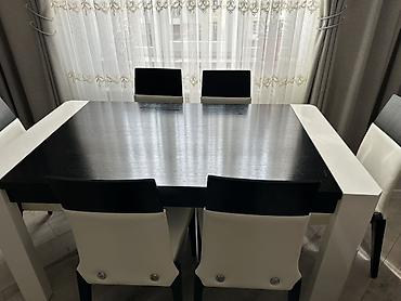 Zal üçün dəst mebel - Rəng: qara-ağ, parlaq fasadlar, xrom tutacaqlar - şəkil 5