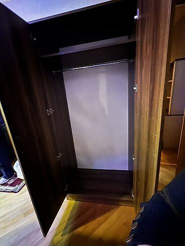 3 qapılı, Güzgülü, Qəhvəyi, Taxta, Açılan, Düz dolab - şəkil 3