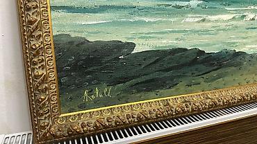 Dəniz mənzərəli yağlı boya tablo - Texnika: kətan üzərində yağlı boya - şəkil 2