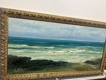 Dəniz mənzərəli yağlı boya tablo - Texnika: kətan üzərində yağlı boya - şəkil 3