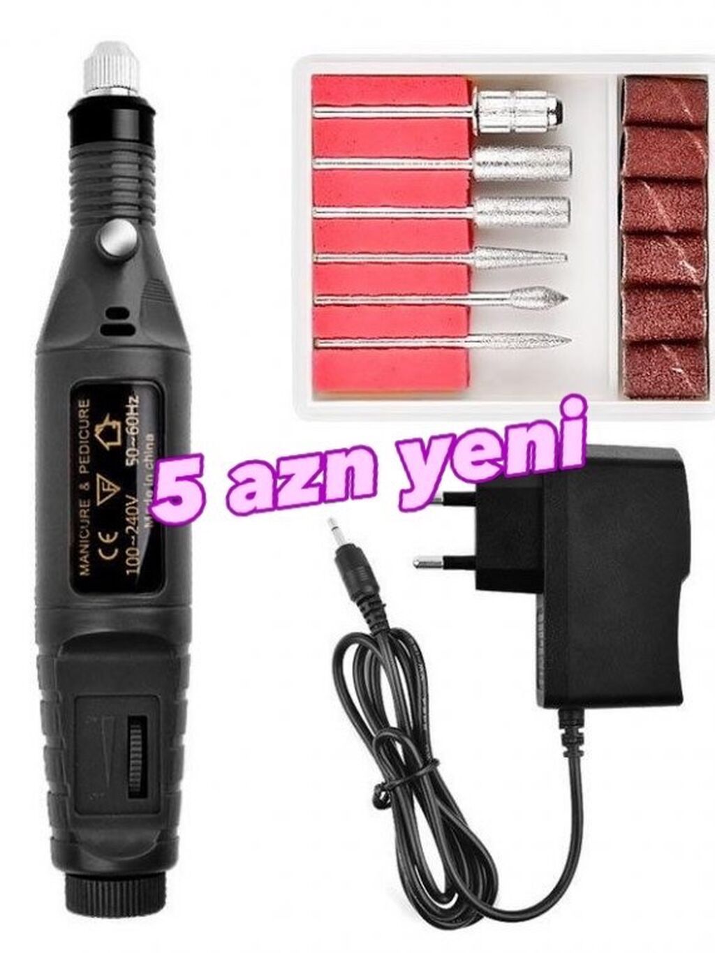 Elektrik manikür/pedikür frez aparatı seti. Xüsusiyyətlər: -