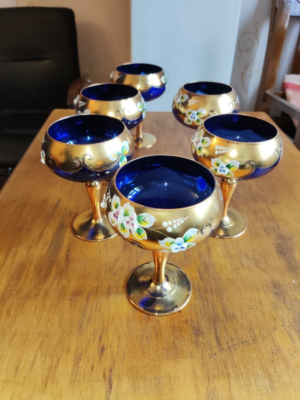 Qədəhlər, rəng - Qızılı, Şüşə, 6 ədədli dəst