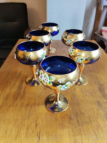 Qədəhlər, rəng - Qızılı, Şüşə, 6 ədədli dəst - şəkil 2