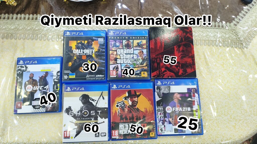 Salam Fifa 21-25,Cod black ops4-30,Gta V-40,Ufc4-40,Rdr2-50, Mafia