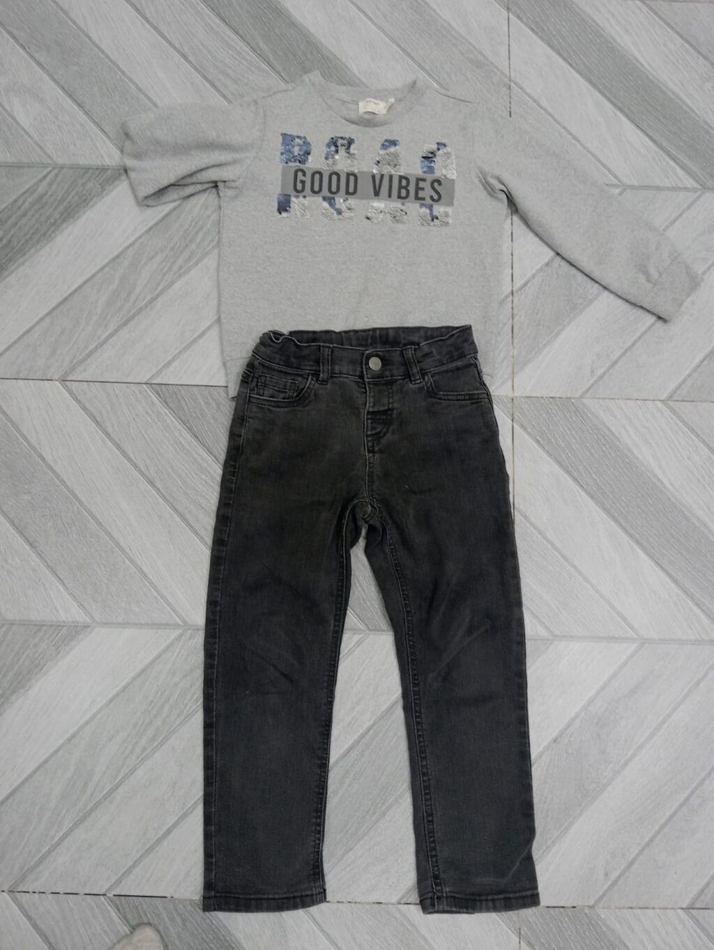 Uşaq geyim dəsti və üst geyimləri - Boğazlı, uzunqollu boz