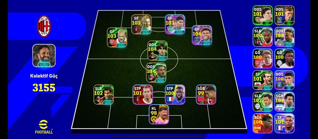 EFootball hesabı/squad satışı – AC Milan temalı komanda quruluşu -