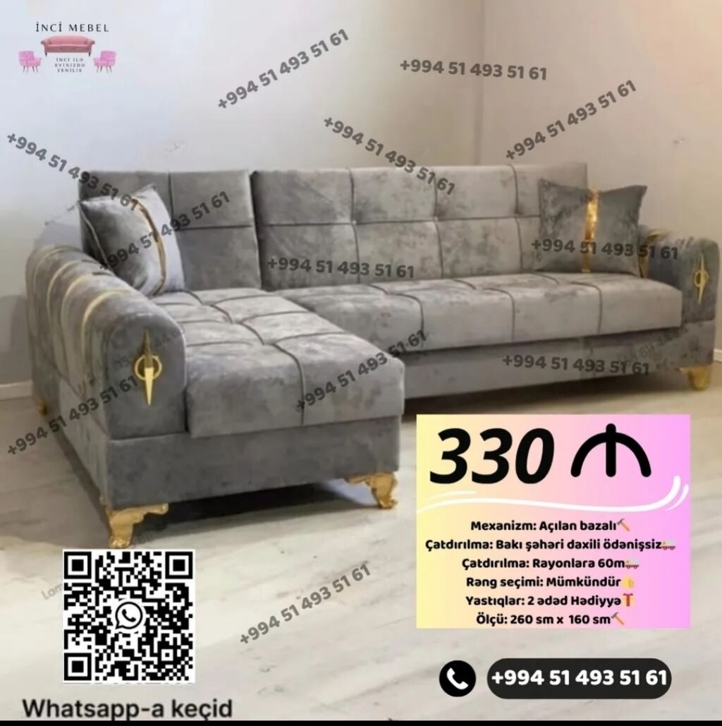 Künc divan, Yeni, Açılan, Bazalı, Parça, Şəhərdaxili pulsuz çatdırılma