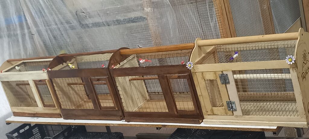 Taxta quş qəfəsləri – əl işləri - Material: möhkəm taxta karkas, sıx