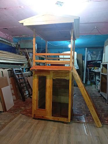 Təmiz taxta, altı izolyasiya olunmuş 2 mərtəbəli it damı. üstü yay - şəkil 3