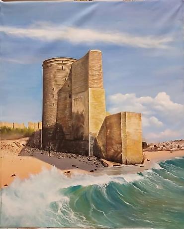 Əl işi yağlı boya tabloları - Mövzular: - Təbiət mənzərələri: çay - şəkil 5