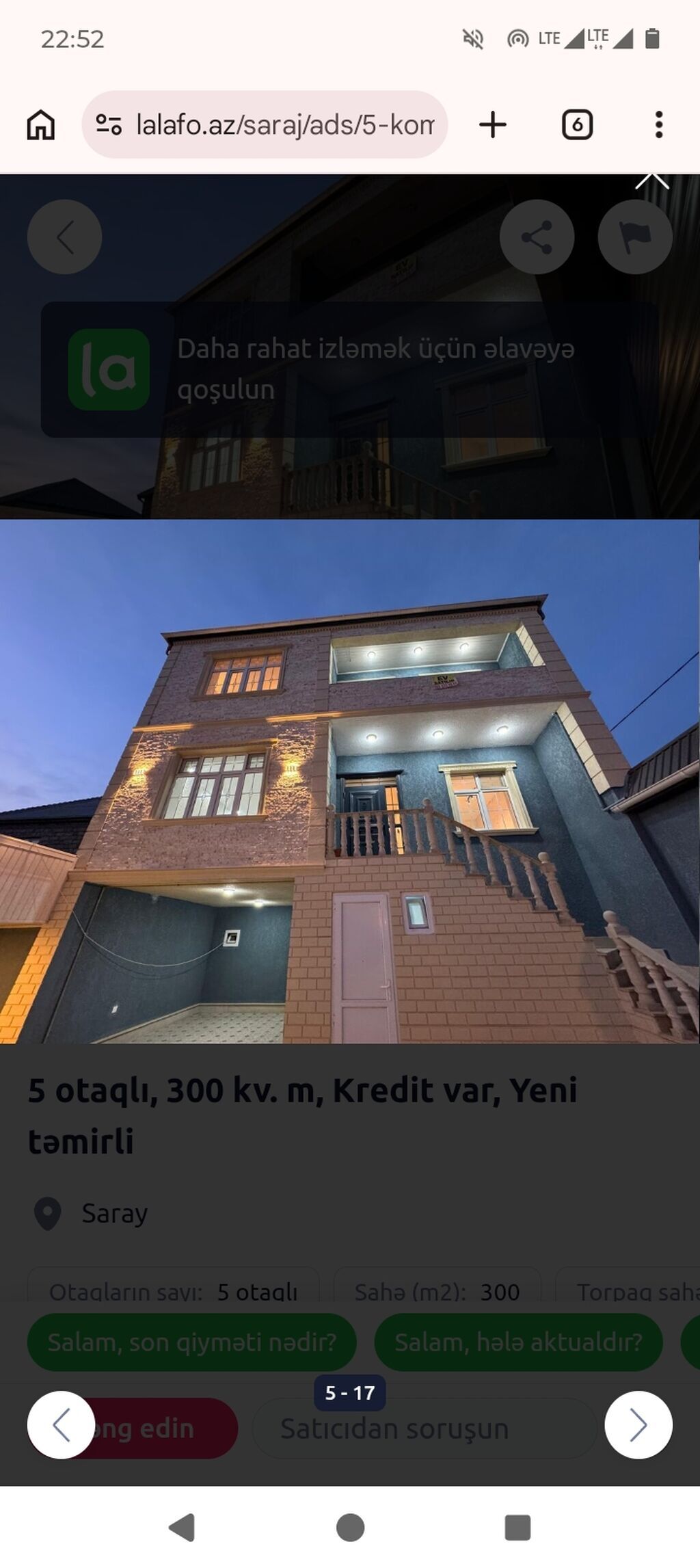 300 kv. m, 5 otaqlı