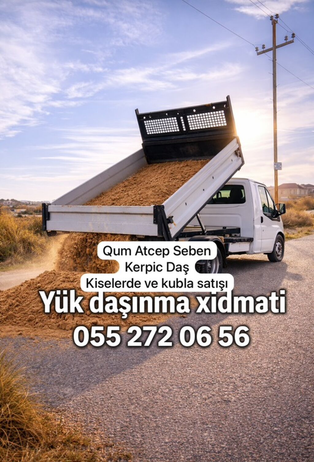 Yük daşınma xidməti - Qum, atçep (atçap), sebet, kərpic, daş