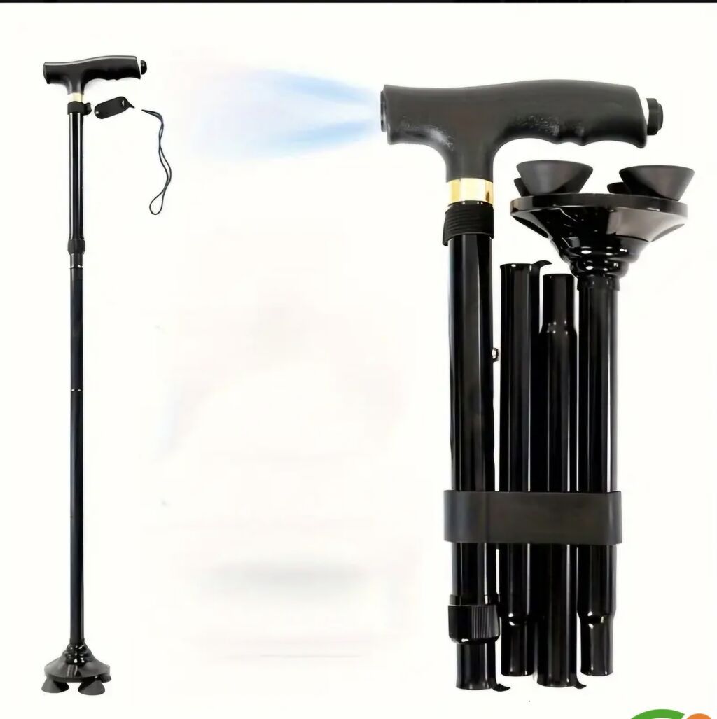 Qatlanan LED işıqlı dayaq əsası xasa baston çəlik çatdırılma var