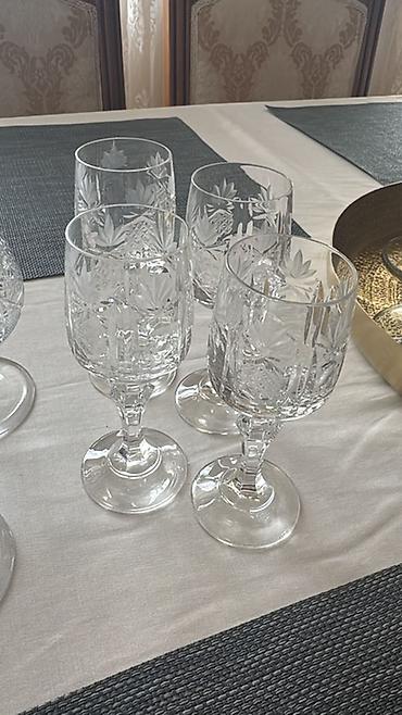 Kolleksiya şüşə və kristal dəsti - 2 ədəd kəpəz uclu, dərin naxışlı - şəkil 3