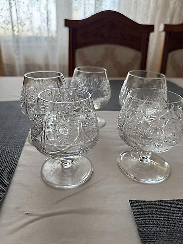 Kolleksiya şüşə və kristal dəsti - 2 ədəd kəpəz uclu, dərin naxışlı - şəkil 4