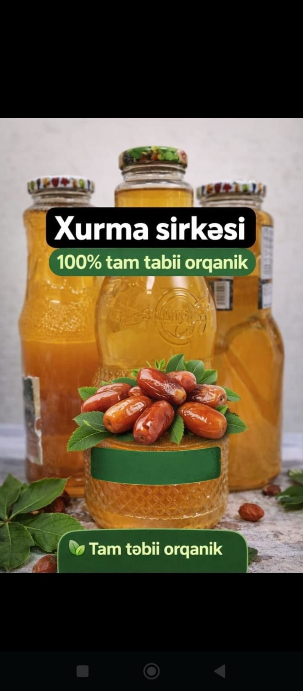 Xurma sirkəsi – 100% tam təbii, orqanik Mədinə xurma sirkəsi (xurma