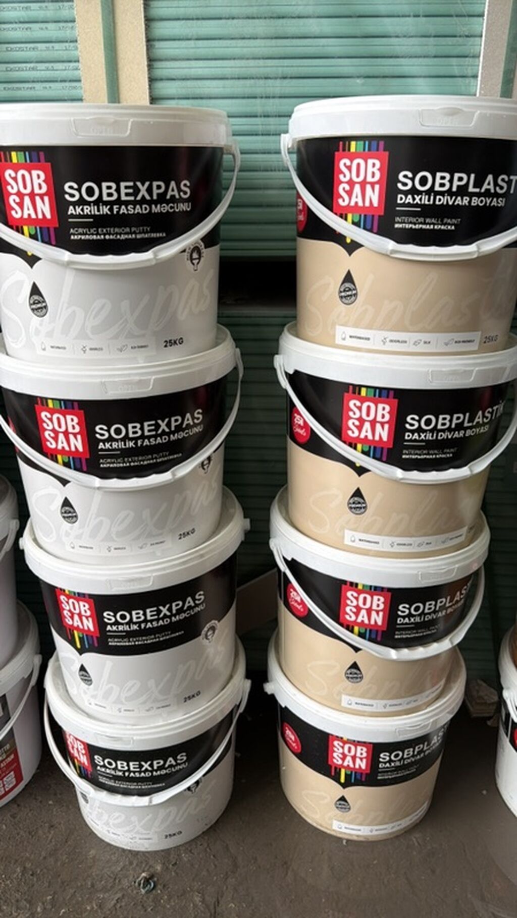 Akril Fasad üçün boya, SOBSAN, 25 kq, rəng - Ağ, Suya davamlı