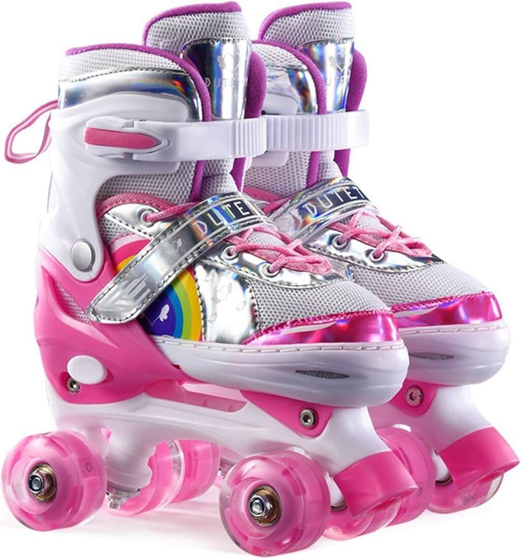 Uşaq dördtəkərli konkiler – LED işıqlı, ölçüsü tənzimlənən