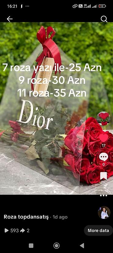 101-roza 150₼ - Növ: roza (kəsilmiş, bağlamada) - Rənglər: dərin - şəkil 4