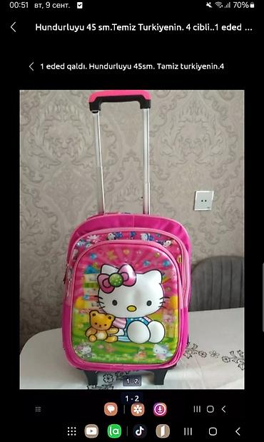 Uşaq üçün təkərli məktəb çantası/səyahət çantası 1 eded qaldi - - şəkil 2