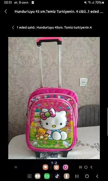 Uşaq üçün təkərli məktəb çantası/səyahət çantası 1 eded qaldi - - şəkil 3