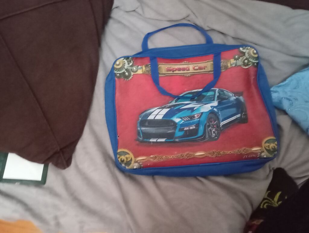 Uşaq üçün “Speed Car” temalı əl çantası - Rəng: mavi çərçivə, qırmızı