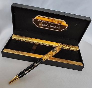 Şəxsi adla fərdiləşdirilən dəbli qələm seti - Qara korpus və qızılı - şəkil 3