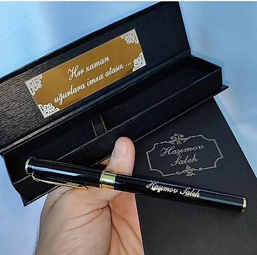 Şəxsi adla fərdiləşdirilən dəbli qələm seti - Qara korpus və qızılı - şəkil 5