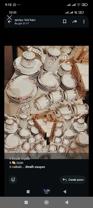 Çay dəsti, Farfor, 6 nəfərlik - şəkil 2