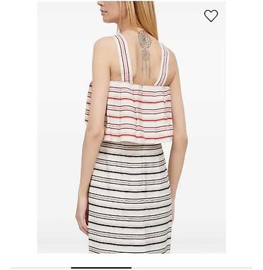 Zolaqlı iki parçalı qadın dəsti Sisley - Üst: Geniş, ikili askalı - şəkil 3