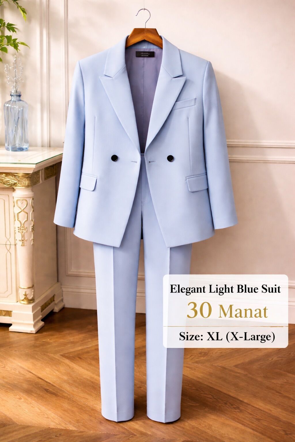 Məhsul: Zərif Açıq Mavi Kostyum (2 hissə – pencək və şalvar) - Rəng