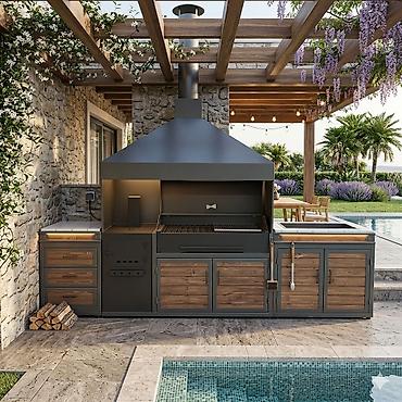 Açıq hava üçün modul mətbəx komplekti - Material və dizayn: Toz - şəkil 4