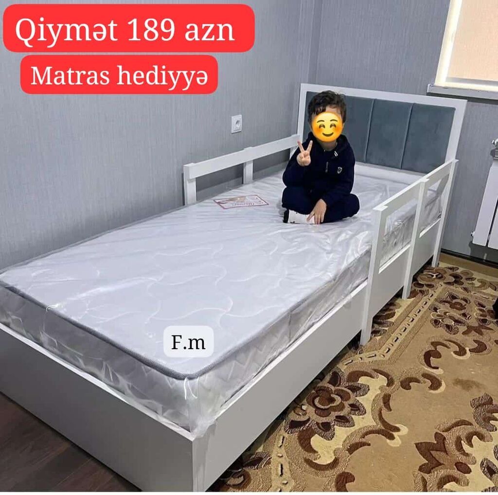 Oğlan və qız üçün, Yeni, Çarpayı, Bazasız, Matras ilə, Siyirməsiz