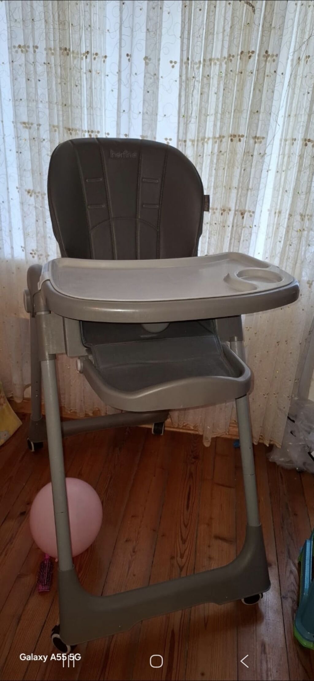 Uşaqlar üçün yemək stulu – Interfine - Rəng: boz - Geniş, çıxarıla