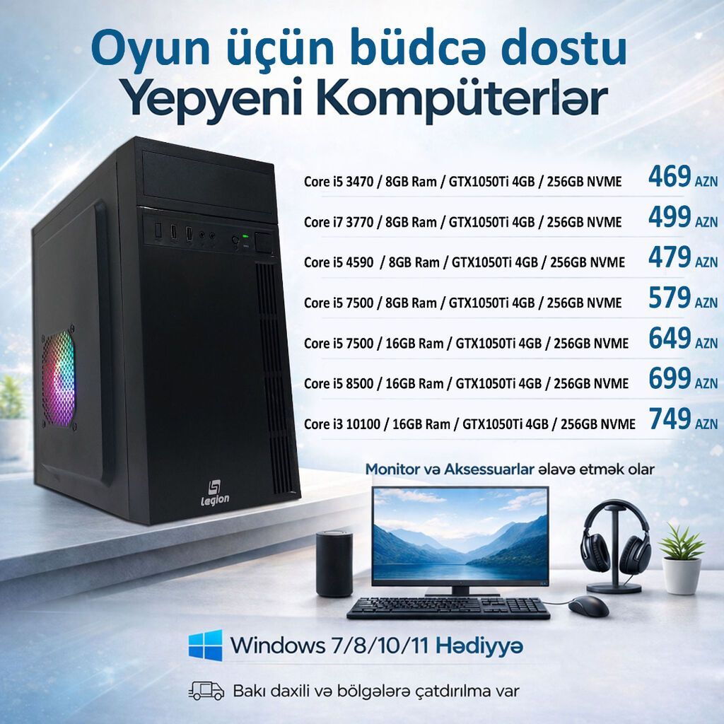 Oyun üçün büdcə dostu Yepyeni Kompüterlər” ⭐Core i5 3470 / 8GB Ram /