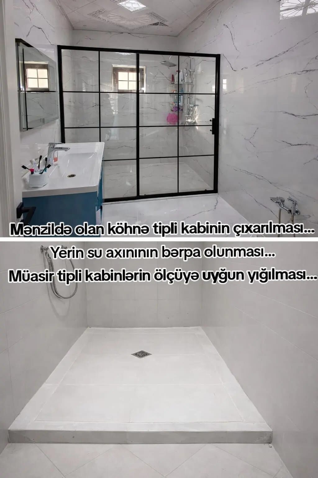 Duş kabini sökülməsi və müasir kabin qurulması xidməti - Köhnə tipli