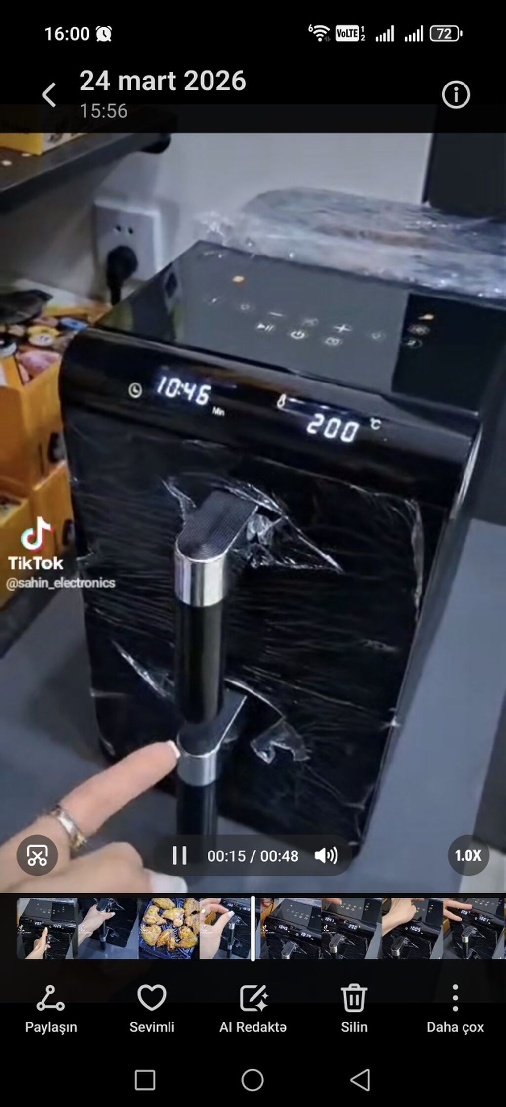 Fritoz Yağsız l, Yeni, Ödənişli çatdırılma