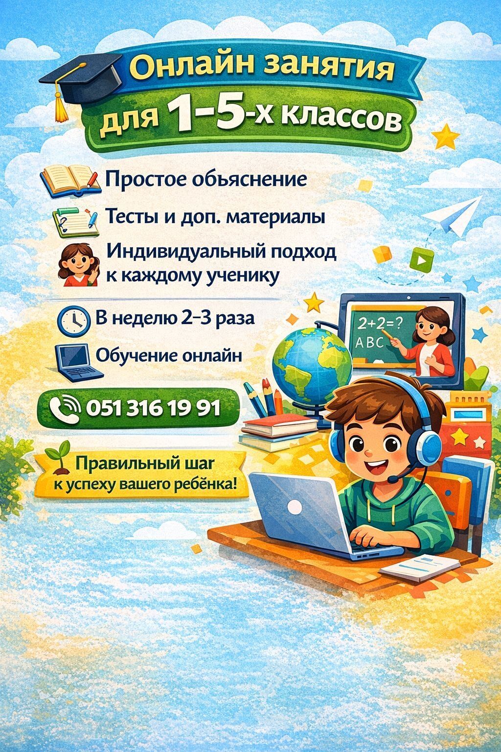 Məktəbəqədər və ibtidai sinif hazırlığı, Rus dili, Onlayn