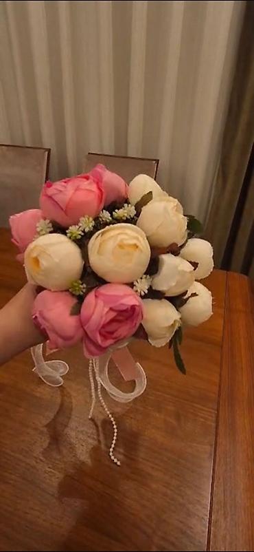 Süni güllərdən hazırlanmış Gəlin buketi. Yenidir. İstifadə olunmayıb - şəkil 3