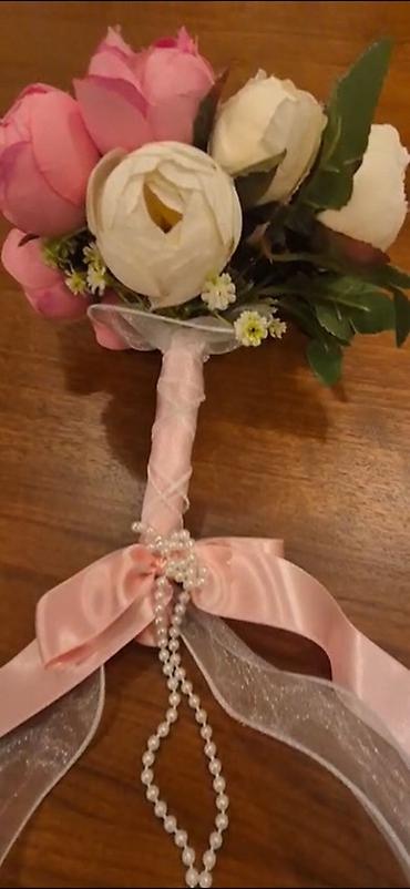 Süni güllərdən hazırlanmış Gəlin buketi. Yenidir. İstifadə olunmayıb - şəkil 4