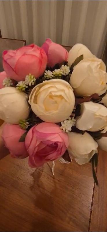 Süni güllərdən hazırlanmış Gəlin buketi. Yenidir. İstifadə olunmayıb - şəkil 5