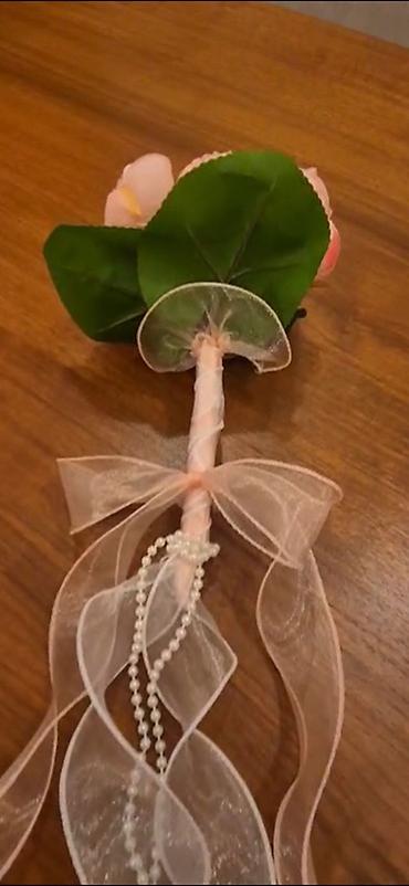 Süni güllərdən hazırlanmış gəlin buketi. Yenidir istifadə olunmayıb - şəkil 3