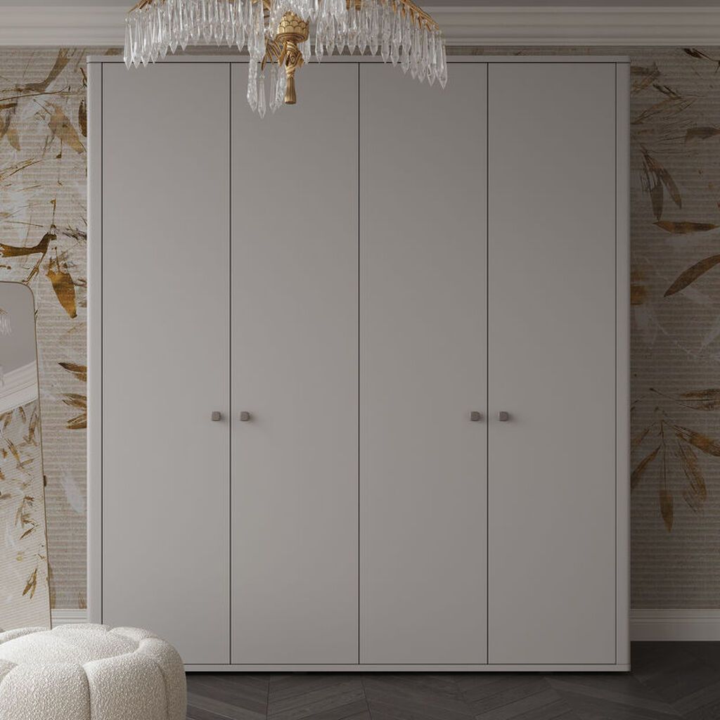 Minimalist yataq otağı mebel dəsti - 4 qapılı geniş qarderob: hamar