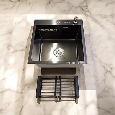 Yeni Kvadrat Mətbəx çanağı, Şkafsız, Paslanmaz polad, Ödənişli çatdırılma - şəkil 2