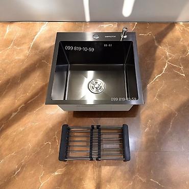 Yeni Kvadrat Mətbəx çanağı, Şkafsız, Paslanmaz polad, Ödənişli çatdırılma - şəkil 3